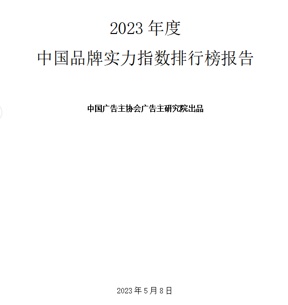 2023年度中国品牌实力指数排行榜报告